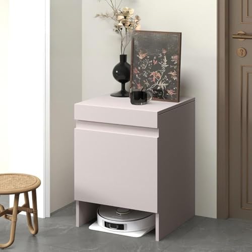 Robot Vacuum Storage Cabinet - Space-Saving Organizer for Robotic Sweepers, Portable Nightstand Side Table for Living Room & Home Office (Gray, 19.7"x26.4")