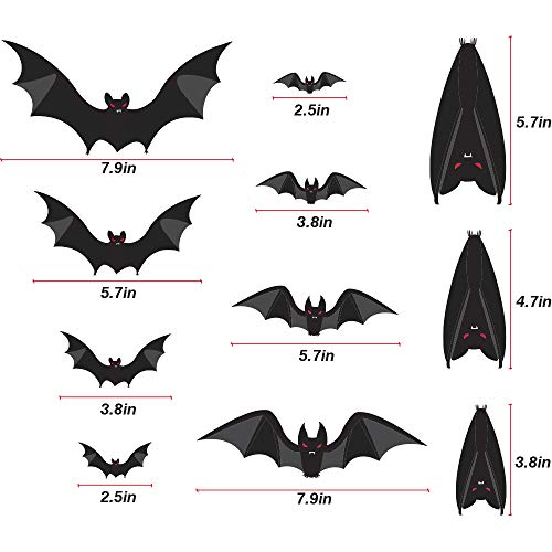 TMCCE 107 Piece Halloween Party Decorations Black Bats Spiders Glass Window Clings Decals Stickers for Halloween Party Supplies Favor