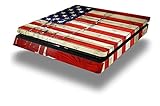 Vinyl Decal Skin Wrap compatible with Sony PlayStation 4 Slim Console Painted Faded and Cracked USA American Flag (PS4 NOT INCLUDED)