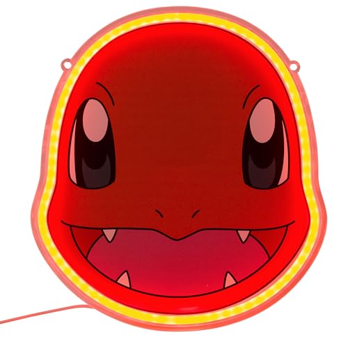 Image of Silver Buffalo Pokemon Charmander LED Neon Wall Art Die Cut | Charmander face design, LED neon tube accents, Boxed collectible decor, Ready to display piece, Illuminated room accent