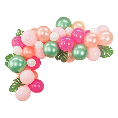 85pcs DIY Balloon Garland Hawaiian Summer Party Tropical FlamingoTheme Party Decor Palm Leaves Hot Pink Chrome Green Balloons Garland Perfect for Baby Shower Bridal Shower Birthday Party Decorations