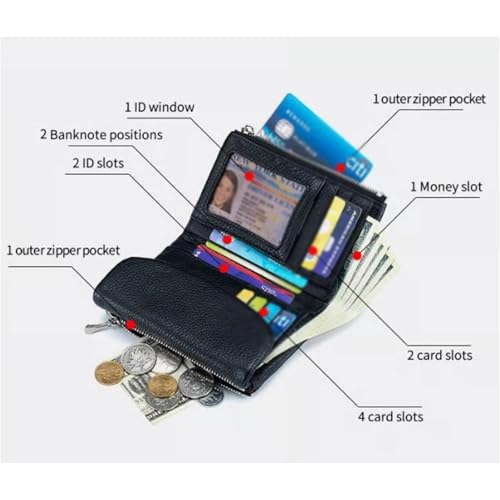 Unisex Pebble Leather Wallet, Small Genuine Full Grain Leather Purse with Credit Card Holder, Coin Holder & Cash Slots for Men and Women (Black)3