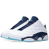  Nike Air Jordan 13 Retro Low, Zapatillas de Baloncesto para Hombre, Blanco/Plateado/Azul (Wht/Mtllc Slvr-Mdnght Nvy-trqs), 45 EU