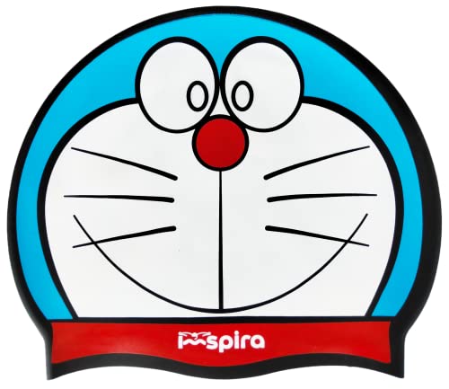 Bonnet en Silicone Doraemon | Bonnet de Natation | Bonnet de Bain | Bonnet de Piscine | Grand Confort et adhérence | Art e Natation Cover