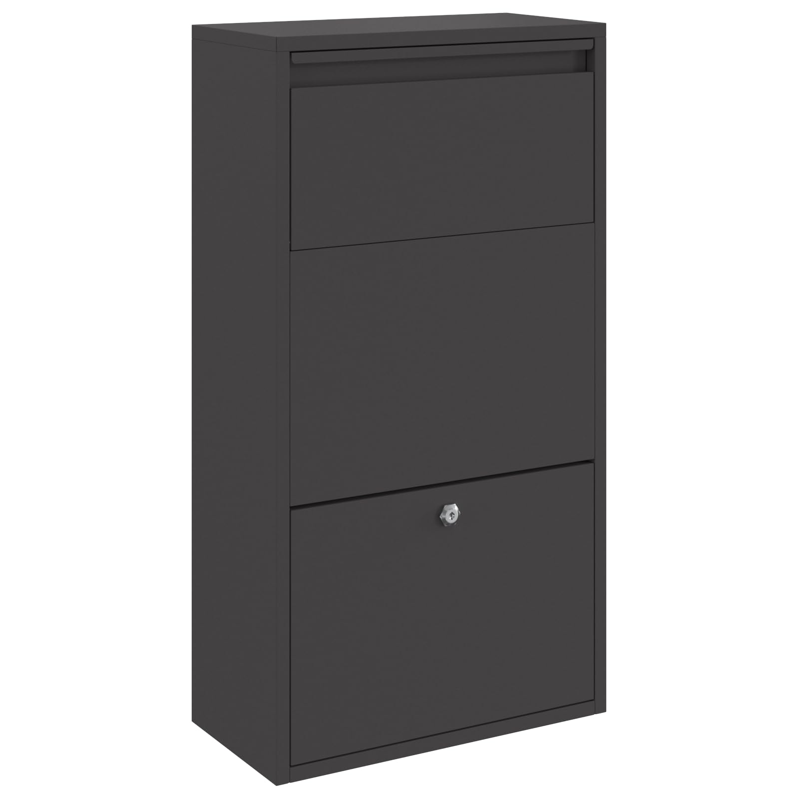 vidaXL Boîte de dépôt de colis avec porte Noir 44 x 22 x 82 cm Acier, Jardin et terrasse, design moderne, boîte aux lettres étanche, rangement élégant, cadre en acier