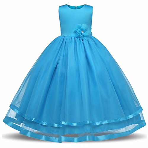 Image of Baby Girls Gold Satin Round Nack Fit and Flare Long Maxi Dress (WLT-059 Kidswear)