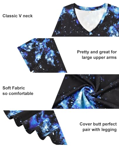 Image of RITERA Women Plus Size Tops Tie Dye V Neck Shirt Floral Camo Summer Short Sleeve Tunic Oversized Ladies Blouse XL-5XL