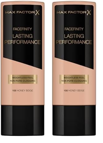 Max Factor Lasting Performance Base de Maquillaje Líquida Tono 108 Honey Beige - 55 g (Paquete de 2)
