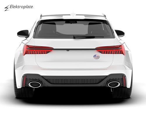 Image of Elektroplate USA Flag Oval All Metal Chrome Emblem for Cars, Trucks, and All Auto | Universal Fit at 3.6 inch x 2.5 inch | Weatherproof