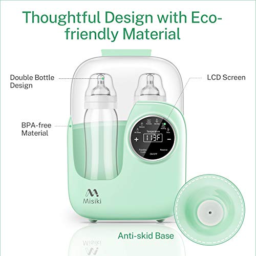 Bottle Warmer, Misiki 6-in-1 Baby Bottle Warmer and Bottle Sterilizer with Smart Temperature Control & Fast Heat for Breast Milk and Formula, Portable Milk Food Heater & Defrost with LCD Touch Display