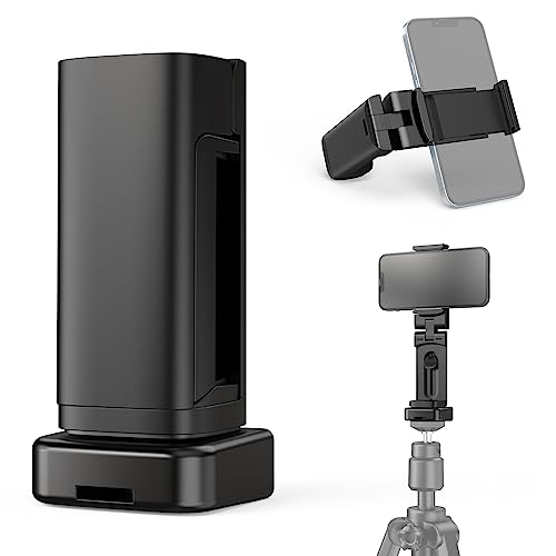 Klearlook 飛行機 スマホスタンド クリップ スマホホルダー 折り畳み キッチン 携帯スタンド 1/4インチネジ穴付き 三脚スタンド装着可 角度調整可能 360°回転式 コンパクト 旅行 持ち運び便利 全てのPhoneに対応 ブラック