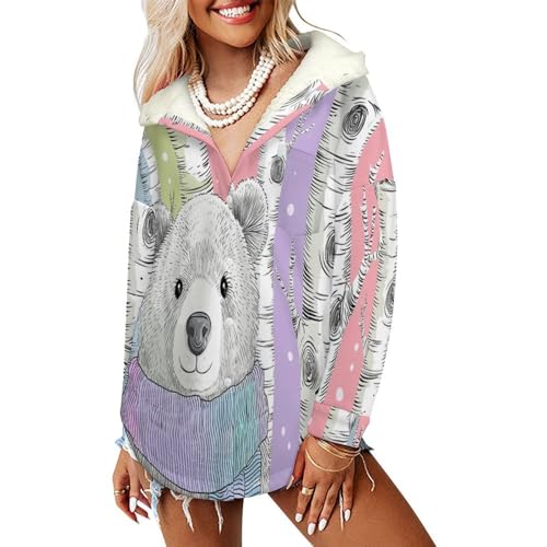 Veste polaire femme thermique en sherpa chaud avec poche et capuche