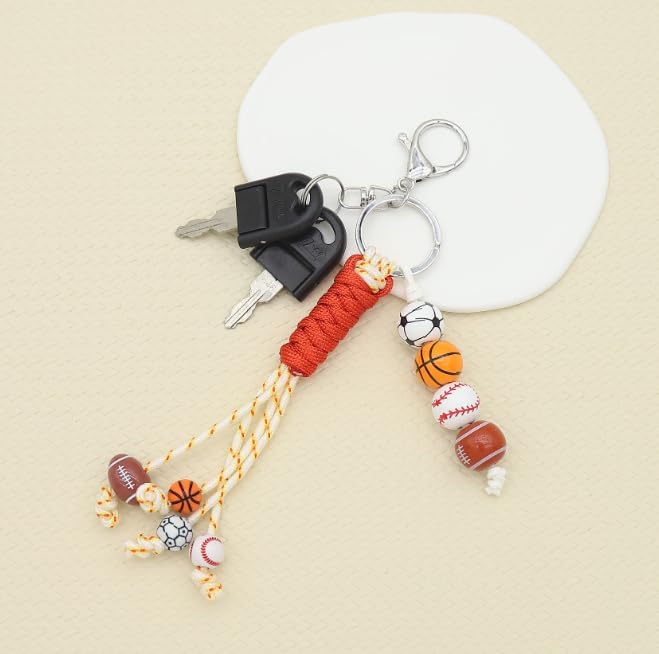 XAM Sports Ball Keychain - Handmade Woven Basketball, Baseball & Football Charm for Bags & Keys image 4