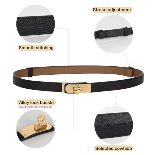 Image of Aurolran Women's Leather Belt with Buckle - Ideal for Dresses, Jeans, and Coats