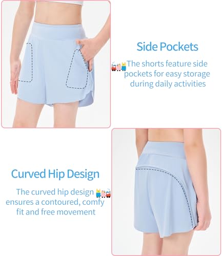 Girls Athletic Shorts High Waisted with Pockets Lightweight Soft Quick Dry Running Shorts for Kids Sports3