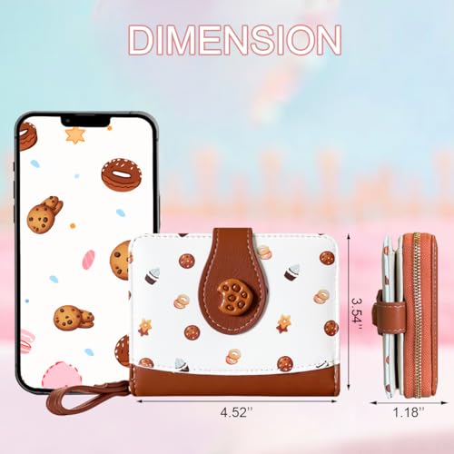 Image of Cute Print Wallet Blueberry Strawberry Cherry Wallet with Credit Card Holder Zipper Coin Purse for Women Girls (COOKIE)