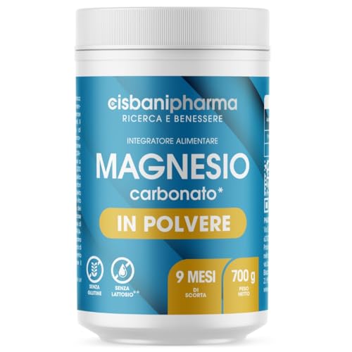 Magnesio in Polvere 700g (9 Mesi di Scorta), Magnesium Carbonato Integratore Alimentare che Regola il Metabolismo Energetico e la Normale Funzione Muscolare e Psicologica - CISBANI PHARMA