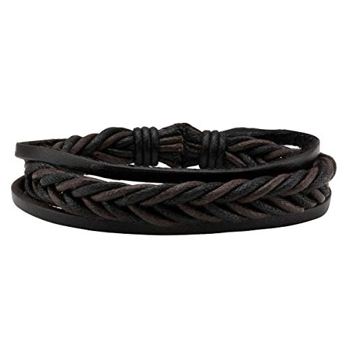 Eigso Unisex Pu Leather Punk Bangles Cuff Set For Men Women Wooden Bead Link Braclet Snap Adjustable #TOP1