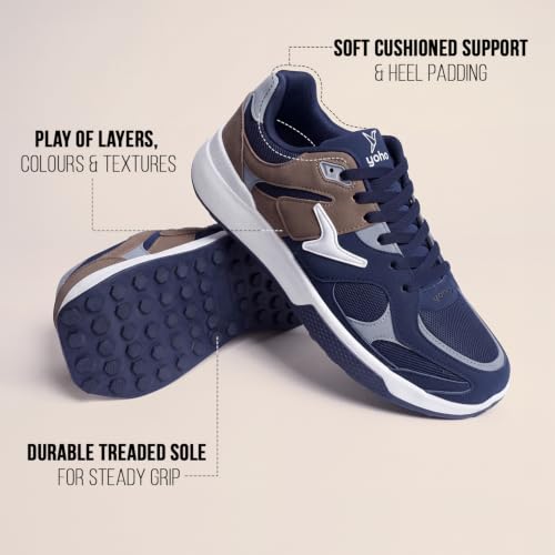 Image of YOHO Men's Sneakers Flo & Blazer | Stylish & Comfortable | Low Top, Lace Up Casual Shoes for Man /Gents