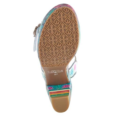 Image of L`Artiste Leilanie Hand-Painted Leather Platform Heel Sandal