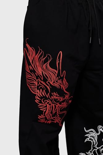 Image of FUAARK Mens Cotton Dragon Loose Oversized Track Pant