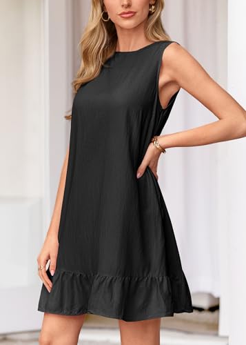 Image of KIRUNDO Women's Casual Summer Dresses with Ruffle Hem | Shift Mini Length, Crewneck Sleeveless Flowy, Beach Vacation Sundress, Maternity Dress, 2026 Cute Spring Fashion Clothing