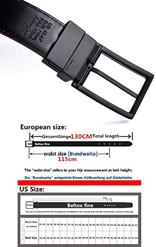 Image of beltox fine Men's Dress Belt Leather Reversible 1.25 inch Wide Rotated Buckle Gift Box