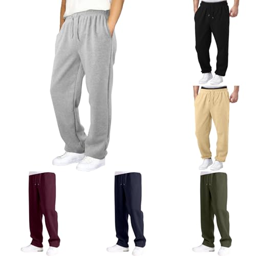 Boys Sweatpants Straight Leg Open Bottom Sweatpants with Pockets Teens Loose Fit Elastic Waist Sweat Pants