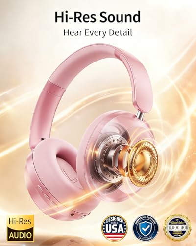 Image of Wentronic Y05 Bluetooth Over-Ear Headphones with Active Noise Cancelling, Hi-Res Audio, 48H Playtime, Built-in Mic, Wired /Wireless, Works with iOS, Android & PC, Pink