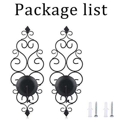 Sziqiqi Iron Wall Candle Sconce Holder Set Of 2 Hanging Wall Mounted Pillar Candle Sconces Holder, Wall Sconces Decor For Bedroom Dining Room (Black) #TOP7