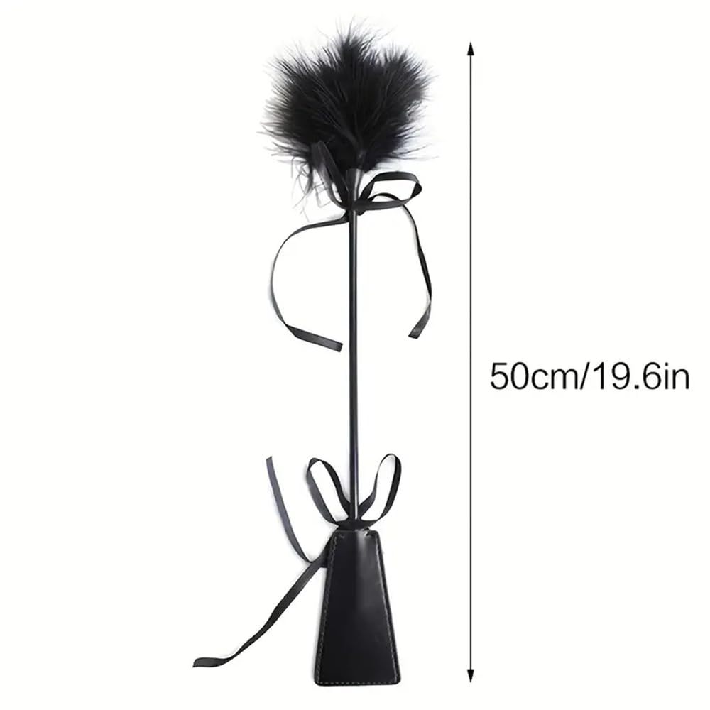 1 plume noire, raquette en cuir, fouet en cuir artificiel, adapté aux jeux de rôle adultes