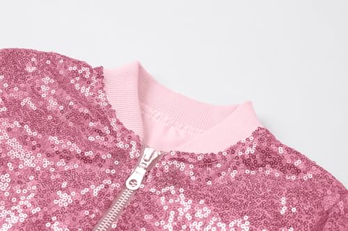SANGTREE Girl's Sequin Baseball Jacket Casual Long Sleeve Front Zip Bomber Jackets,2T - 14 Years3