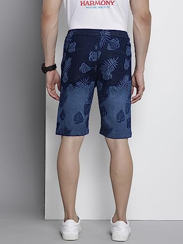 Image of The Indian Garage Co Men Regular Fit Solid Mid-Rise Denim Shorts