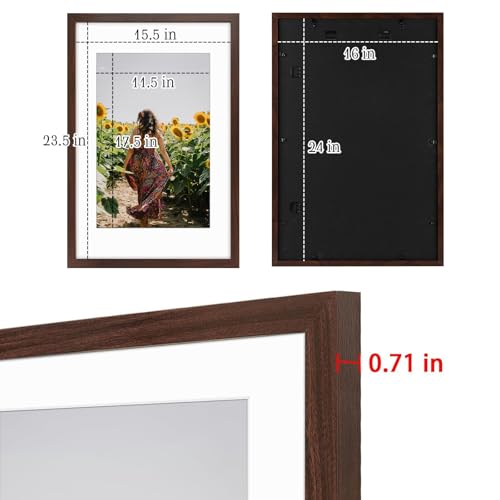 Image of Frametory, 16X24 Picture Frame Display 12X18 with Mat or Without Mat, Horizontal or Vertical Wall Poster Frame with High Definition Glass, Wide Molding, Perfect for Home Decorate (Brown, 3 Pack)