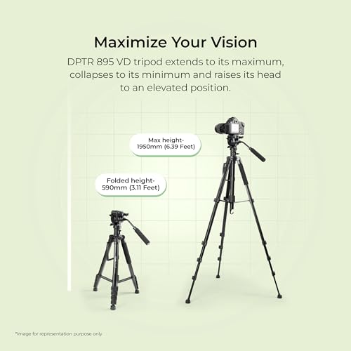 Image of DIGITEK (DPTR 895VD) 195 CM Tripod Cum Monopod with Aluminum Alloy & Multipurpose Head, 3-Way Head, Lightweight 590MM Folded with Carry Bag, Max Load 5Kg, Ideal for DSLR, DV Camera's