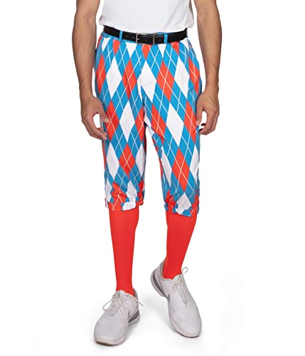 Tipsy Elves Golf Knickers for Men - Included Matching Socks - Athletic Fit Mens Pants with Game Changing Designs