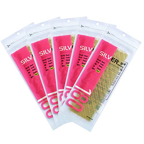 Haodong 5 Packs Beef Silver Leaf Gelatin Sheets - 100 Sheet/250g (2.5g/Sheet) 180 Bloom Halal Gelatin Leaves for Baking