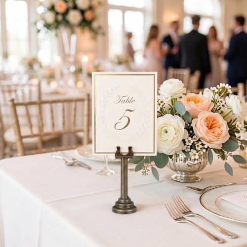 Image of 24 PC Bronze Table Number Holder Metal 3.15 in Place Card Holder