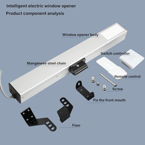 24V Electric Chain Window Opener with Remote Control & Switch - Automatic Actuator for Skylight - 220V, Rain Sensor, 400mm Stroke, Ideal for Home & Office
