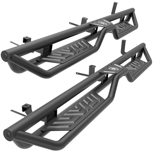YZONA Running Boards Compatible with 1999-2006 Chevy Silverado & GMC Sierra 1500, 2001-2006 Chevrolet Silverado & GMC Sierra 2500 3500 HD Double/Extended Cab Side Steps, Nerf Bar Two Stairs Design