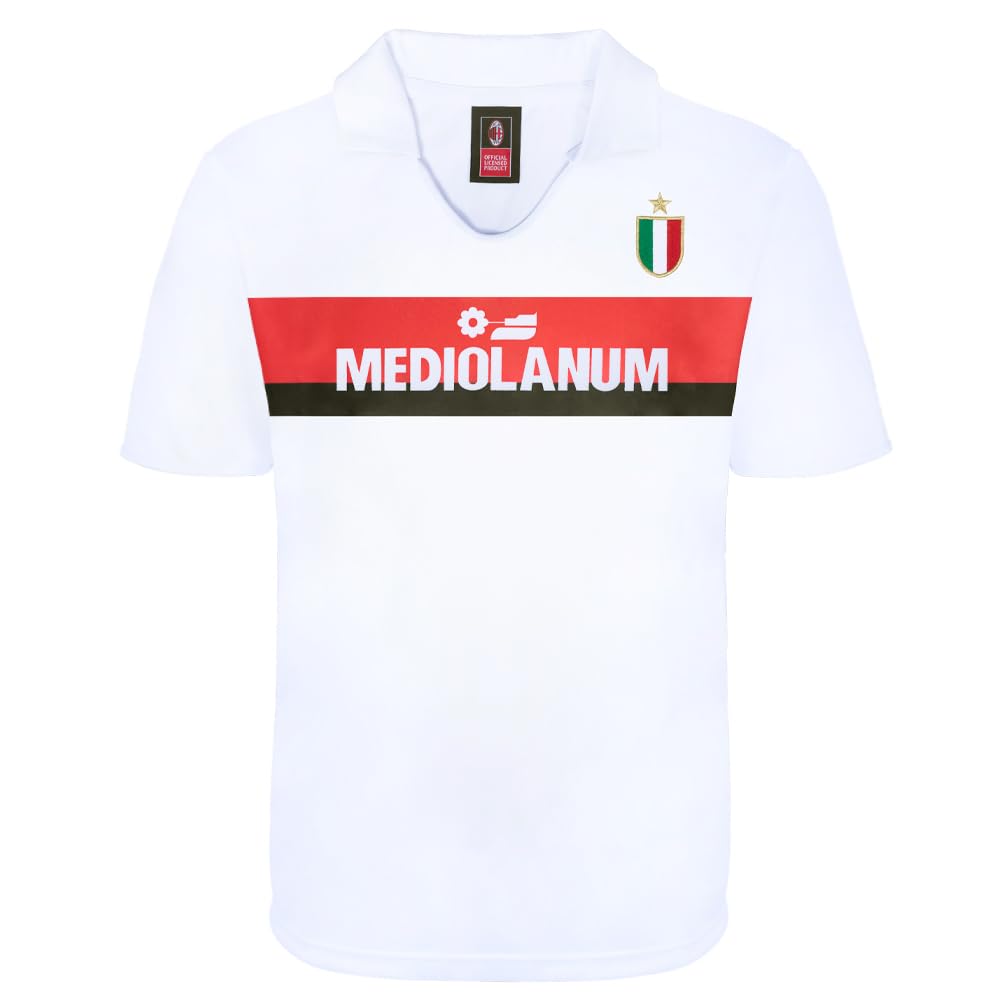 Score Draw Ac Milan 1988 Away Retro Football Shirt Polyester Men's White Large