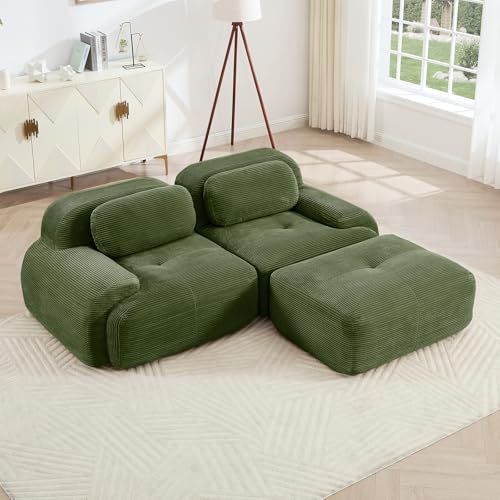Image of Corduroy Modular Sectional Sofa, Oversized Cloud Couches for Living Room
