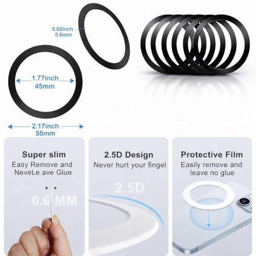 Image of Universal Metal Ring Sticker for Wireless Charging Alignment | Non-Magnetic Metal Ring (No Magnet Inside) | Ultra-Thin 0.4mm | for iPhone, Samsung & Android Phone Covers (3)