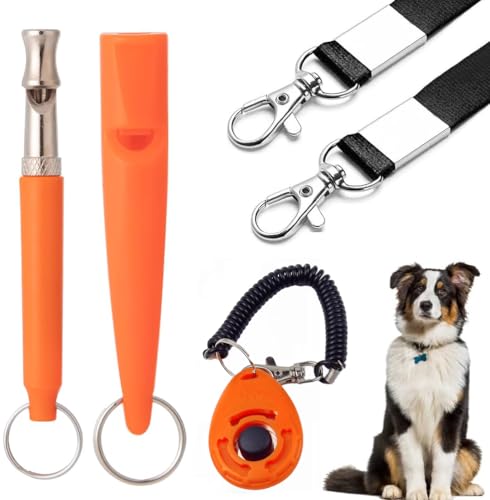 3 PCS Dog Whistles Set, Adjustable Recall Dog Training Whistle Silent Dog Whistle to Stop Barking...