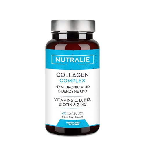 Collagen Hyaluronic Acid - Hydrolysed + Biotin and Q10 - Vitamins C D B12 and Zinc - Collagen Complex - 60 Capsules Nutralie