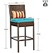 Sundale Outdoor Bar Stools Set of 2, 2 Piece Woven Wicker Bar Stools Armless, Patio Bar Chairs with Pillow & Blue Cushion, All-Weather Outdoor Patio Furniture - Steel, Brown