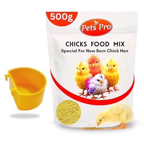 Image of Pets Pro Food for Chicks 500gm + Free Feeder|Chicken Feed Pallet Hen Food Feed for Chicks and Hen|Specially formulated to Meet The Nutritional of Growing Chicks & Hens (500gm),Baby,Granule