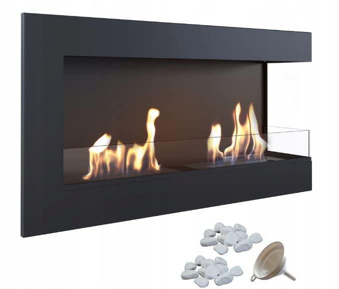 KRATKI Delta 900 Bio Ethanol Eckkamin links + Kieselsteine 2 kg + Trichter...