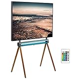 VIVO Artistic Easel 49 to 70 inch LED LCD Screen, Studio TV Display Stand with RGB Lighting, Adjustable TV Mount with 4 Wooden Legs, STAND-TV70D