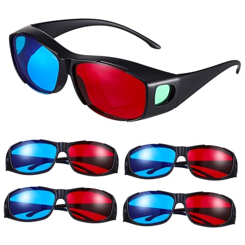 Angoily 5 Pcs Red Blue 3D Glasses